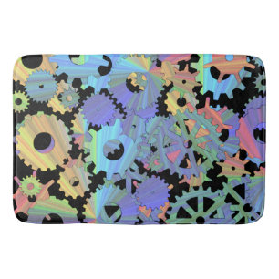Rainbow steampunk metal gears kunst badmat