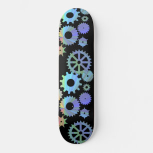 Rainbow steampunk metal gears kunst skateboard