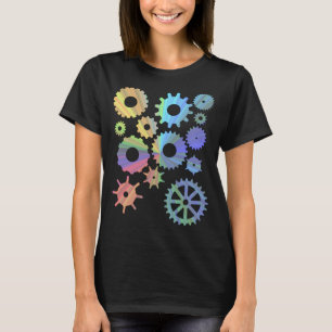 Rainbow steampunk metal gears kunst t-shirt