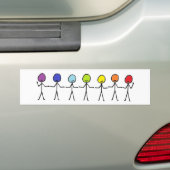Rainbow Stickmen Bumpersticker (Op auto)