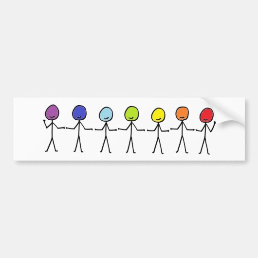 Rainbow Stickmen Bumpersticker (Voorkant)
