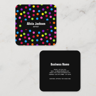 Rainbow-Stippen Bright Pattern Black Vierkante Visitekaartje