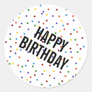 Rainbow Stippen Happy Birthday Pattern Ronde Sticker