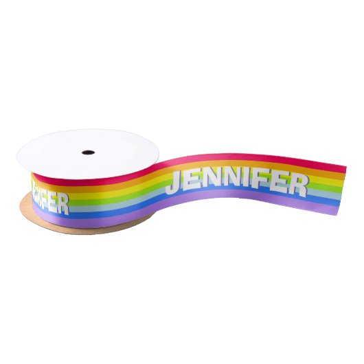 Rainbow stripe, gepersonaliseerde naam lint (Spoel)
