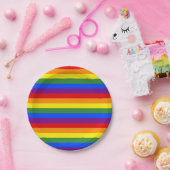 Rainbow Stripe Pattern Pride Party Papieren Bordje (Feest)