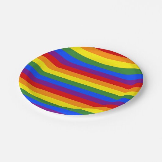 Rainbow Stripe Pattern Pride Party Papieren Bordje (Gekanteld)
