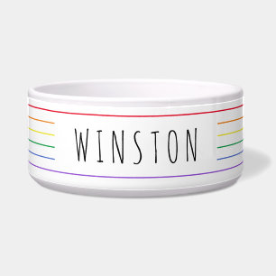Rainbow Stripe Pride Subtle Simple Minimal Cat Dog Voerbakje