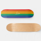 Rainbow Stripe Pride Vlag LGBTQ Monogram - Naam Skateboard (Horizontaal)