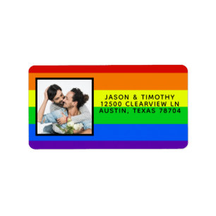 Rainbow Striped Foto LGBTQ Gay Pride Wedding Etiket