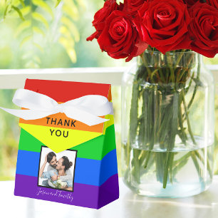 Rainbow Striped Gay Pride Foto LGBTQ Weddenschap Bedankdoosjes