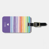 Rainbow Striped Monogram Heart Bagagelabel (Voorkant horizontaal)