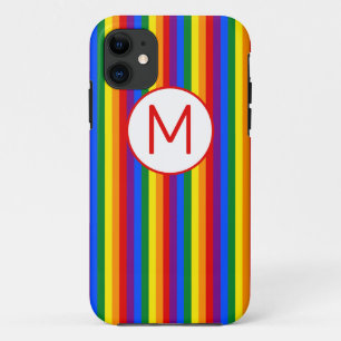 Rainbow Striped Monogrammed iPhone 11 Hoesje