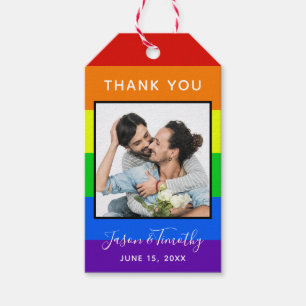 Rainbow Striped Photo LGBTQ Couple Wedding Cadeaulabel