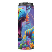 Rainbow Striped T-Rex Roaring Jungle Thermosbeker (Achterkant)