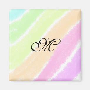 Rainbow stripes aquarellijnen voeg uw monogram toe magneet
