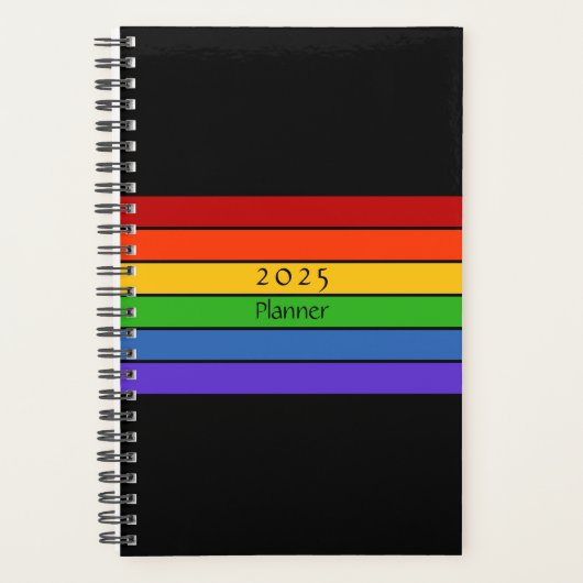 Rainbow Stripes Black Planner (Voorkant)