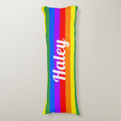 Rainbow Stripes Custom Naam Body Kussen (Voorkant Verticaal)