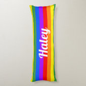 Rainbow Stripes Custom Naam Body Kussen (Achterkant (Verticaal))