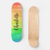 Rainbow Stripes Custom Personalized Name Skateboard (Voorkant)