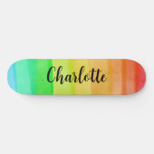 Rainbow Stripes Custom Personalized Name Skateboard (Horizontaal)