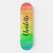 Rainbow Stripes Custom Personalized Name Skateboard (Voorkant)
