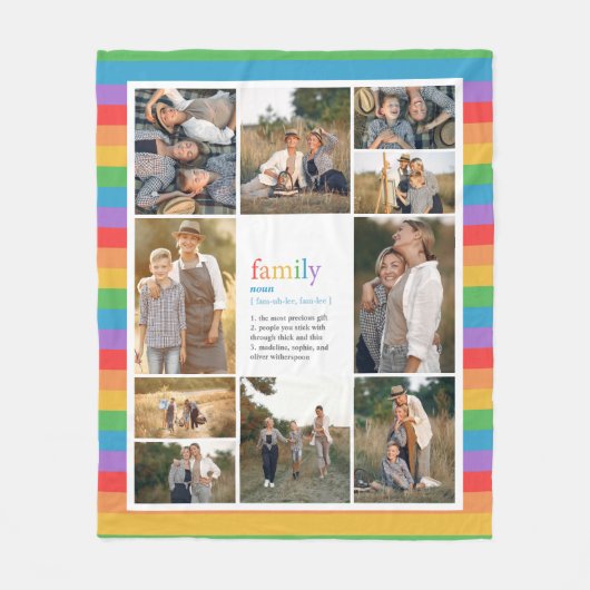 Rainbow Stripes Family Definition Photo Collage Fleece Deken (Voorkant)