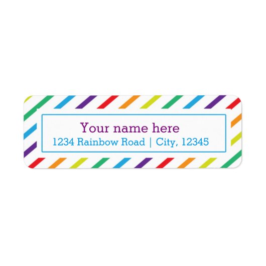 Rainbow Stripes Fun Return Adres Sticker Label (Voorkant)