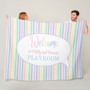 Rainbow stripes gepersonaliseerde kinder speelkame fleece deken