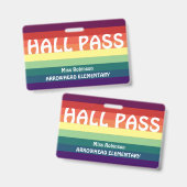 Rainbow Stripes Hall Pass Badge voor leraren (Voor- en achterkant)