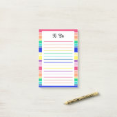 Rainbow Stripes Happy Colorful Post-it® Notes (Op bureau)
