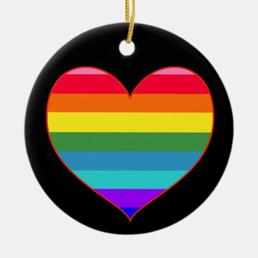 Rainbow Stripes Heart Keramisch Ornament (Voorkant)