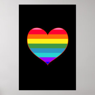 Rainbow Stripes Heart Poster