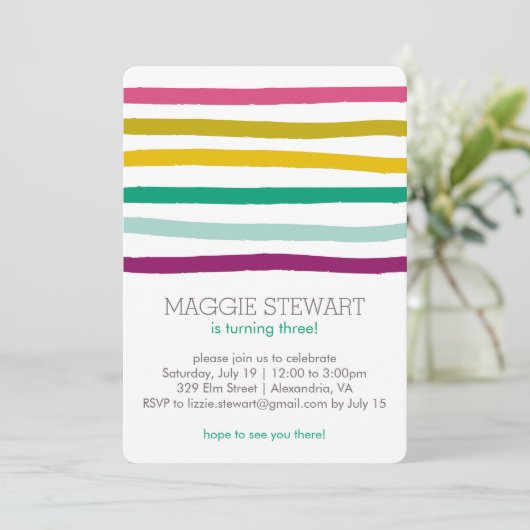 Rainbow Stripes Invitation Anniversaire (Debout devant)