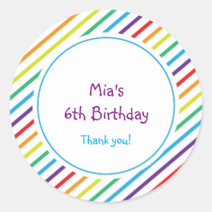 Rainbow Stripes Kleurrijke Fun Party Favor Sticker