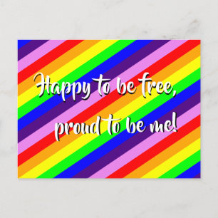 Rainbow Stripes Kleurrijke Pride Happy Proud Quote Briefkaart