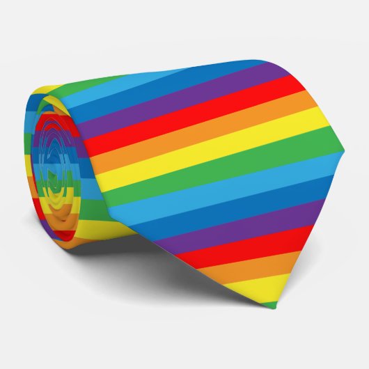 Rainbow Stripes LGBTQ-patroon Stropdas (Opgerold)