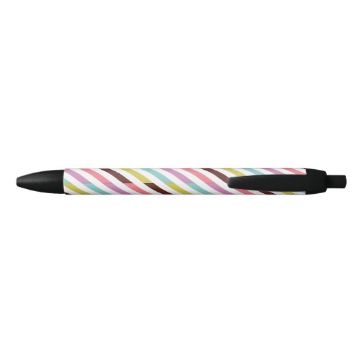 Rainbow Stripes Pattern, gepersonaliseerd Zwarte Inkt Pen (Achterkant)