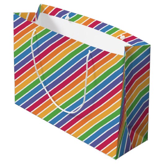 Rainbow Stripes Pattern Groot Cadeauzakje (Achterkant Gekanteld)