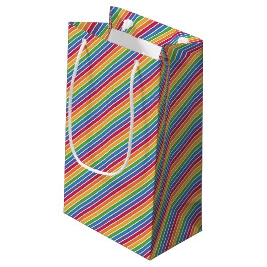 Rainbow Stripes Pattern Klein Cadeauzakje (Achterkant Gekanteld)