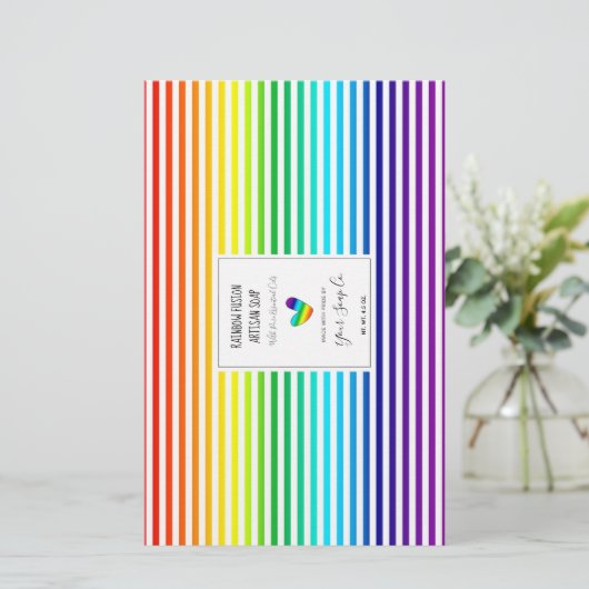 Rainbow Stripes Pattern LGBTQ Artisan Soap Wrapen (Staand voorkant)