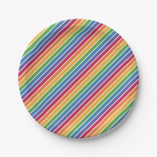Rainbow Stripes Pattern Papieren Bordje (Voorkant)