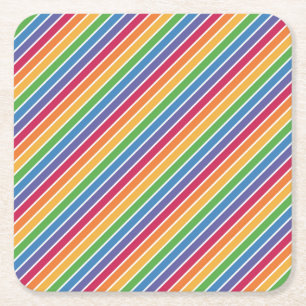 Rainbow Stripes Pattern Vierkante Kartonnen Onderzetter