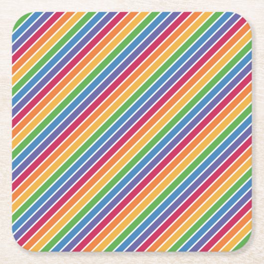 Rainbow Stripes Pattern Vierkante Kartonnen Onderzetter (Voorkant)