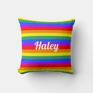 Rainbow Stripes, Sierkussen voor aangepaste naam