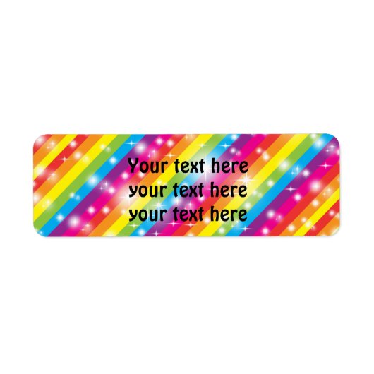 Rainbow Stripes Sparkle Glitter Adresetiketten Etiket (Voorkant)
