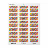 Rainbow Stripes Sparkle Glitter Adresetiketten Etiket (Full Sheet)