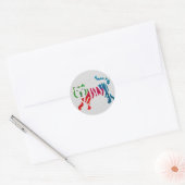 Rainbow stripey tijgerkunst ronde sticker (Envelop)