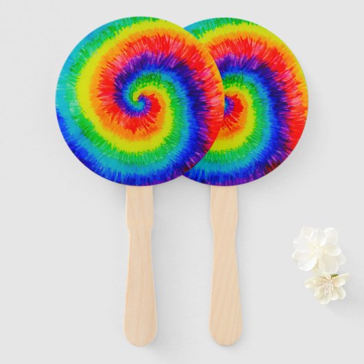 Rainbow-Stropdas-Dye-alcoholinkt Handwaaier (Voorkant en achterkant)