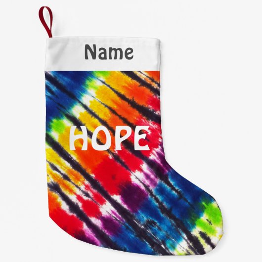 Rainbow Stropdas-Dye Gepersonaliseerd Hope Kleine Kerstsok (Voorkant)