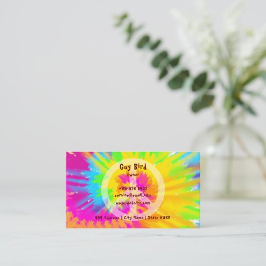 Rainbow-Stropdas-Dye Hippie Visitekaartje (Staand voorkant)